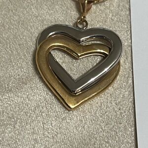 Dual-Tone Heart Pendant Necklace